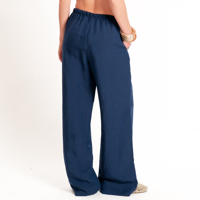 Tensione in-Completo gilet+pantalone misto lino - blu