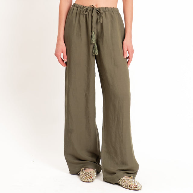 Tensione in-Completo gilet+pantalone misto lino - militare