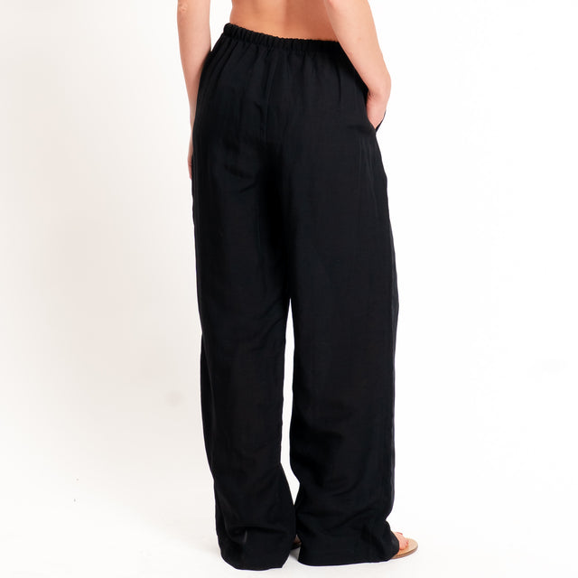 Tensione in-Completo gilet+pantalone misto lino - nero