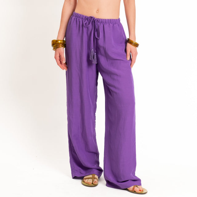 Tensione in-Completo gilet+pantalone misto lino - viola