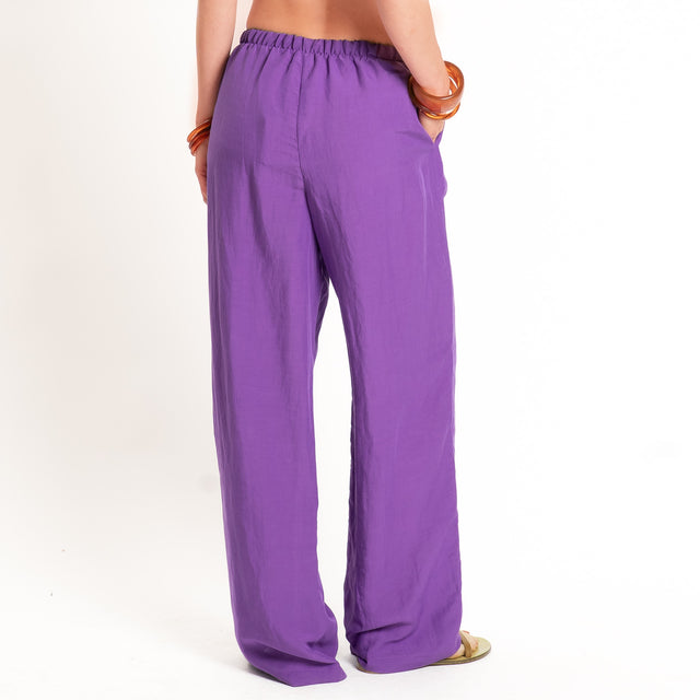 Tensione in-Completo gilet+pantalone misto lino - viola