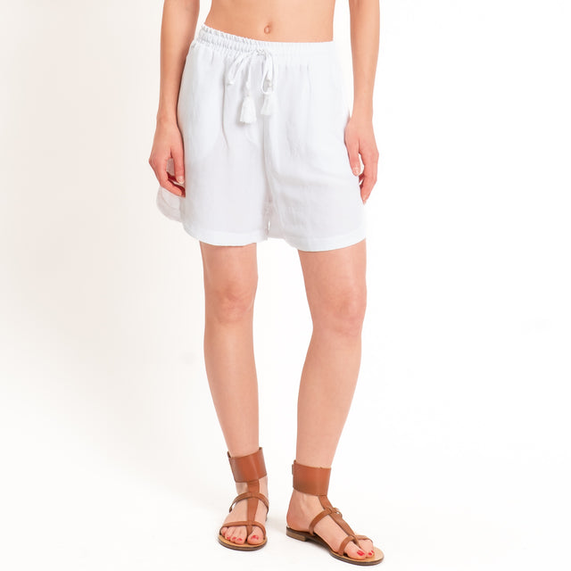 Tensione in-Completo camicia+shorts misto lino - bianco