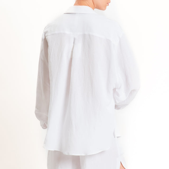 Tensione in-Completo camicia+shorts misto lino - bianco