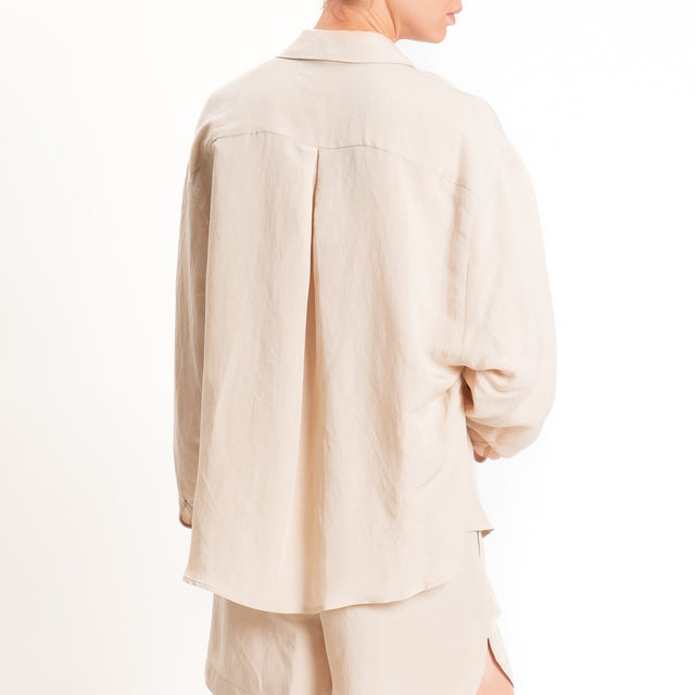 Tensione in-Completo camicia+shorts misto lino - gesso