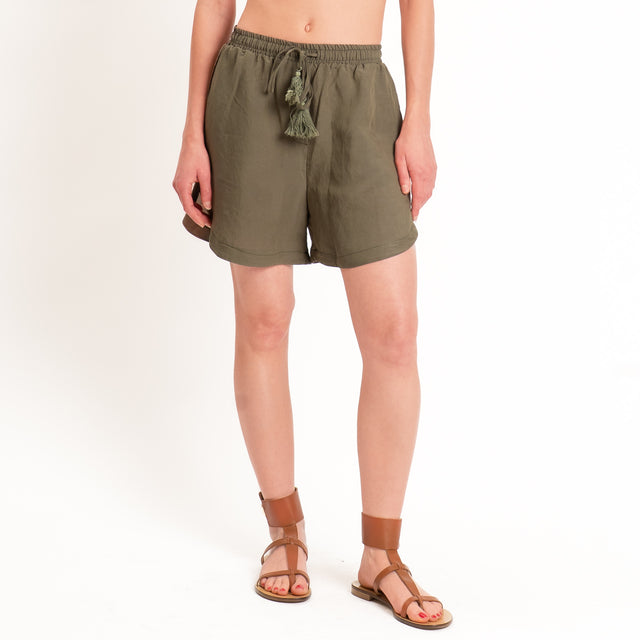 Tensione in-Completo camicia+shorts misto lino - militare