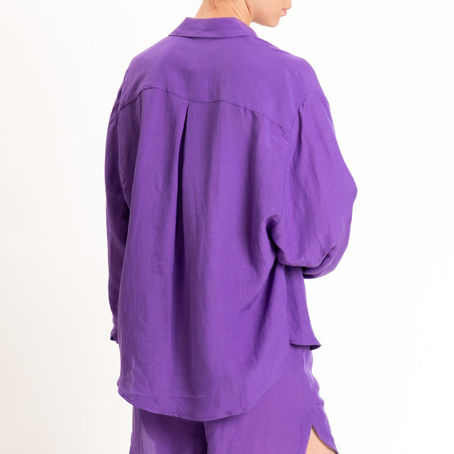 Tensione in-Completo camicia+shorts misto lino - viola