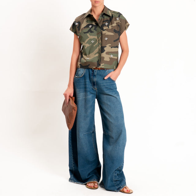 Tensione in-Camicia smanicata camouflage con applicazioni - militare