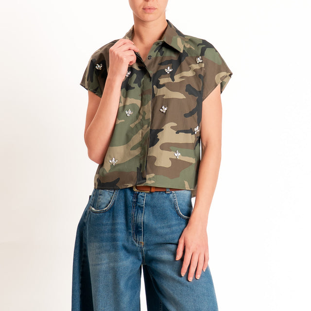 Tensione in-Camicia smanicata camouflage con applicazioni - militare