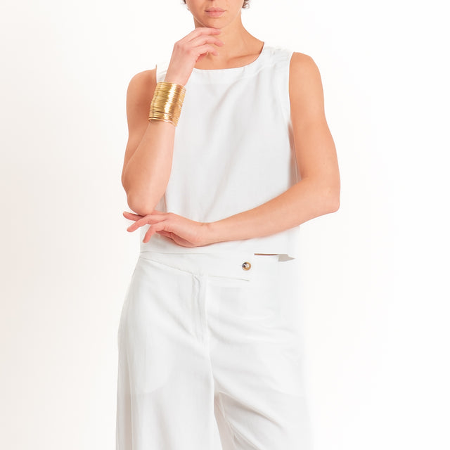 Tensione in-Completo Top e pantalone misto lino - panna