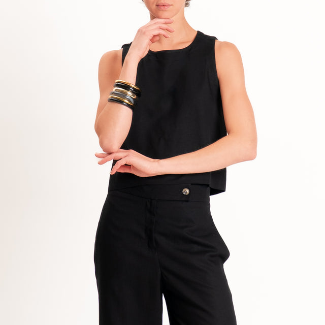 Tensione in-Completo Top e pantalone misto lino - nero