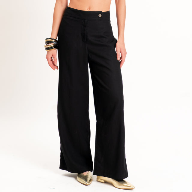 Tensione in-Completo Top e pantalone misto lino - nero