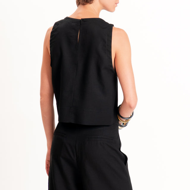 Tensione in-Completo Top e pantalone misto lino - nero