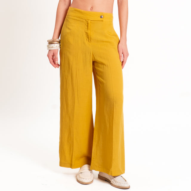 Tensione in-Completo Top e pantalone misto lino - Senape