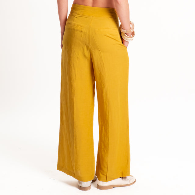 Tensione in-Completo Top e pantalone misto lino - Senape
