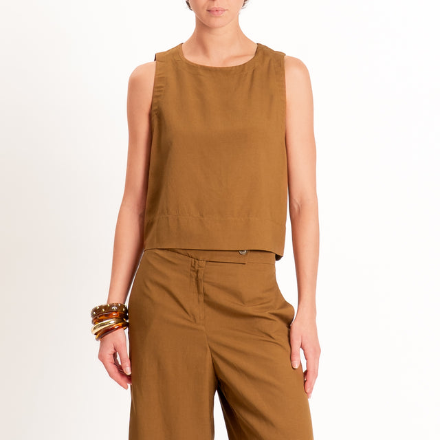 Tensione in-Completo Top e pantalone misto lino - cognac