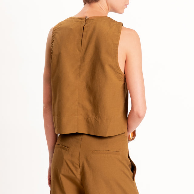Tensione in-Completo Top e pantalone misto lino - cognac