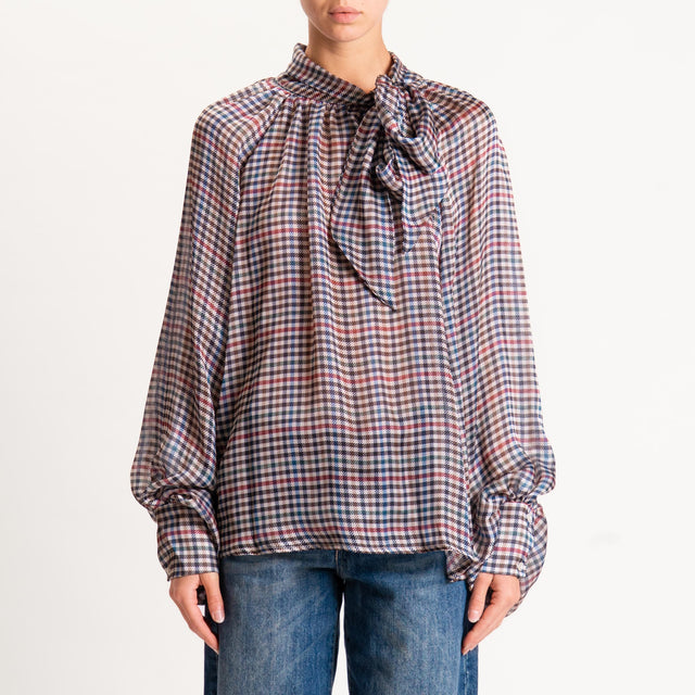 Tensione in-Camicia check manica palloncino - beige/moro/vino