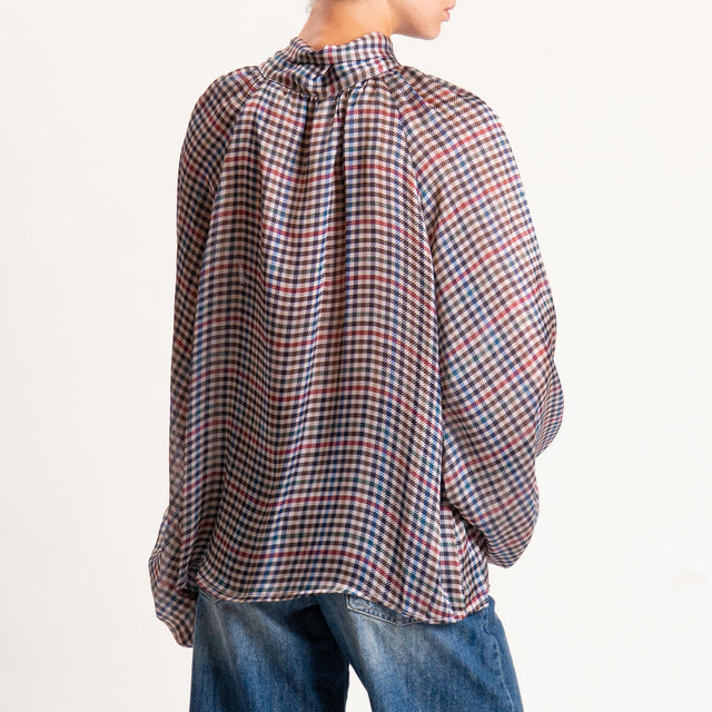 Tensione in-Camicia check manica palloncino - beige/moro/vino