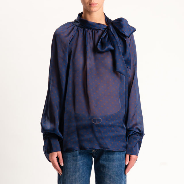 Tensione in-Camicia pois manica palloncino - blu/moro