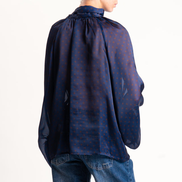 Tensione in-Camicia pois manica palloncino - blu/moro