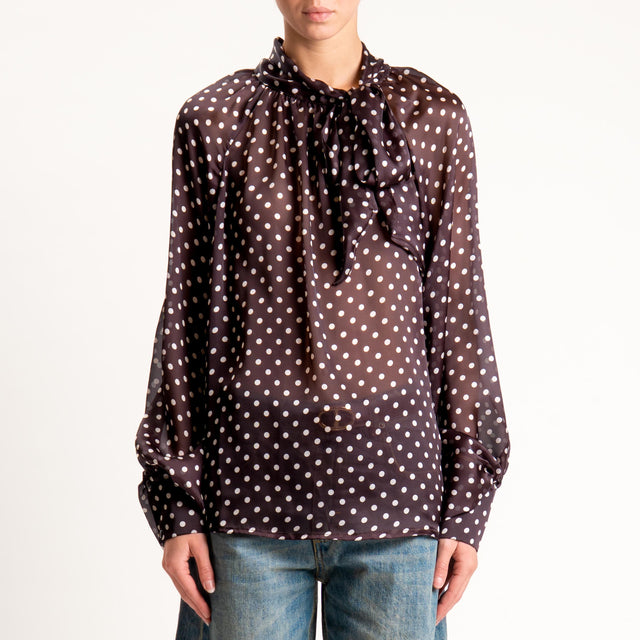 Tensione in-Camicia pois manica palloncino - Moro/panna