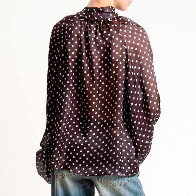 Tensione in-Camicia pois manica palloncino - Moro/panna