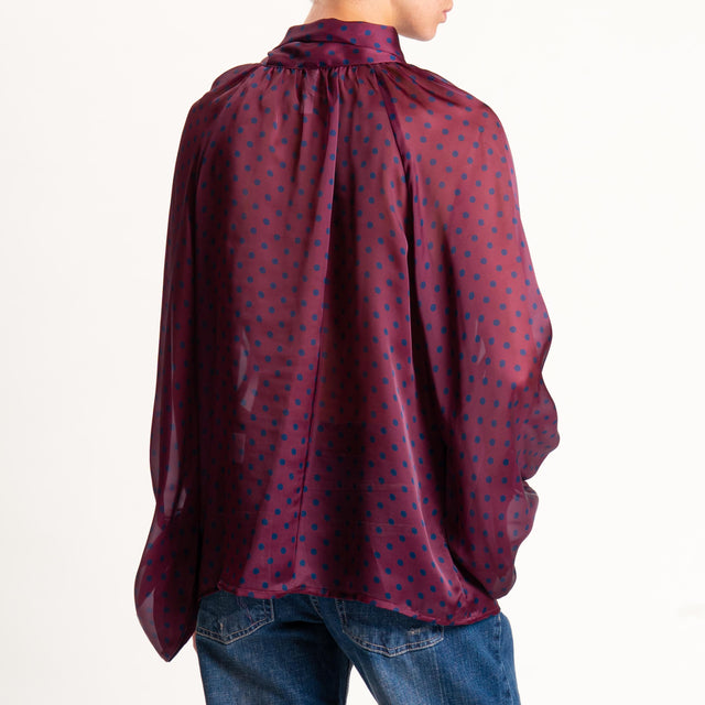 Tensione in-Camicia pois manica palloncino - vino/blu