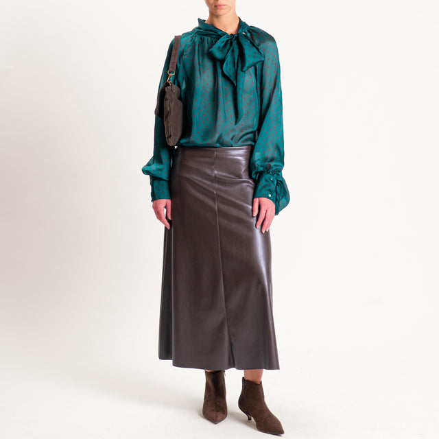 Tensione in-Camicia pois manica palloncino - verde/moro