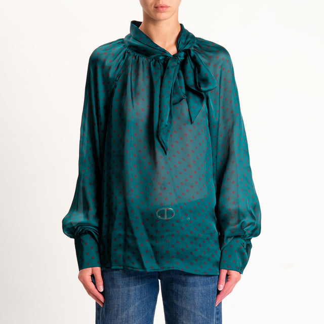 Tensione in-Camicia pois manica palloncino - verde/moro