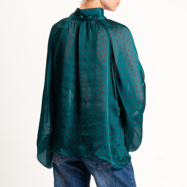 Tensione in-Camicia pois manica palloncino - verde/moro