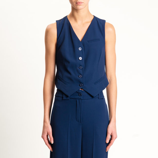 Tensione in-Completo gilet e pantalone tessuto fluido - blu