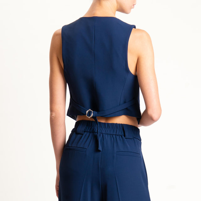 Tensione in-Completo gilet e pantalone tessuto fluido - blu
