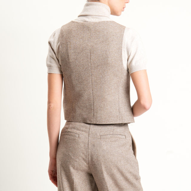 Tensione in-Gilet misto lana melange - beige