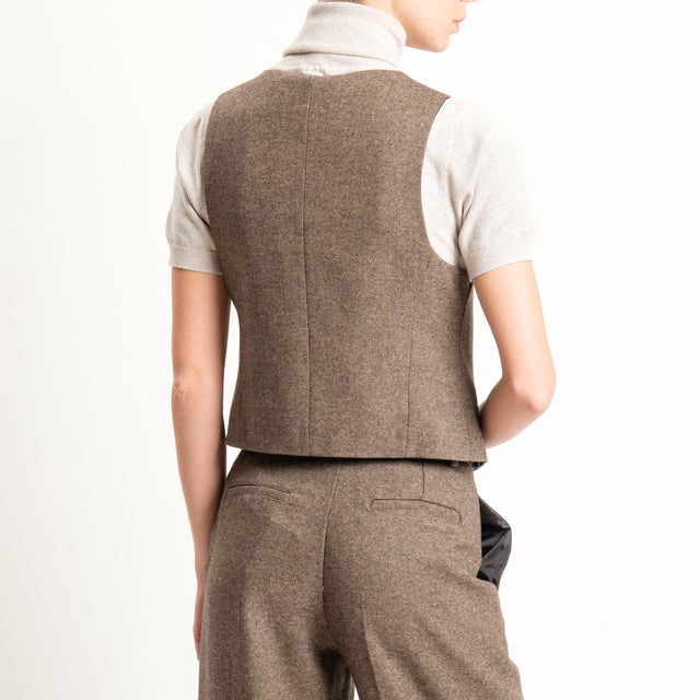 Tensione in-Gilet misto lana melange - tabacco