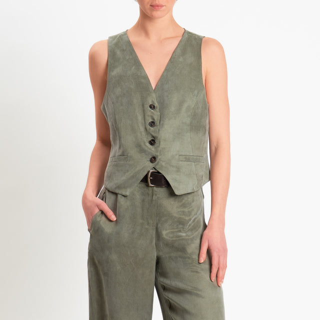 Tensione in-Gilet tessuto cupro - militare
