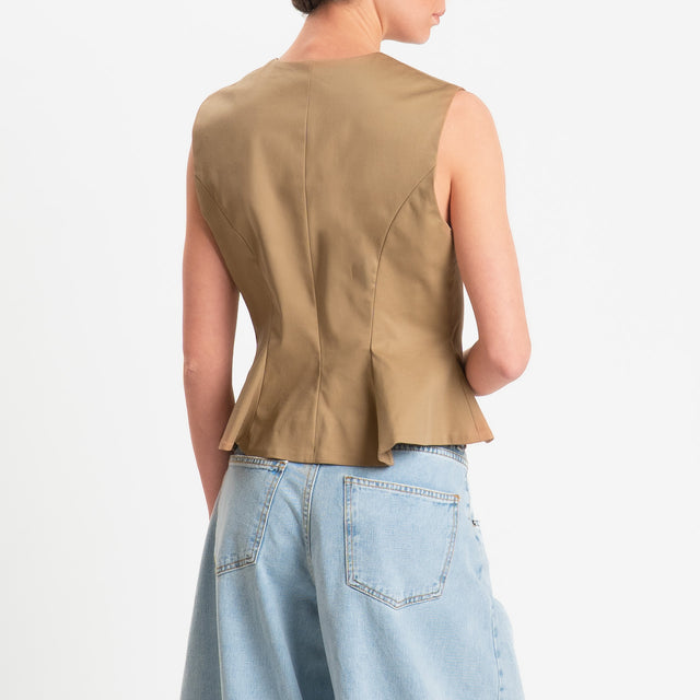 Tensione in-Gilet in cotone - camel