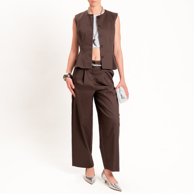 Tensione in-Gilet in cotone - moro