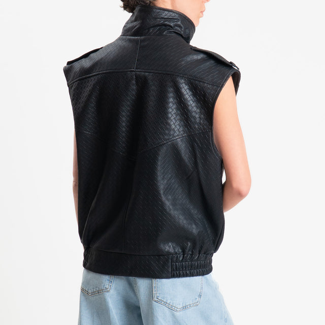 Tensione in-Gilet texture intrecciata - nero