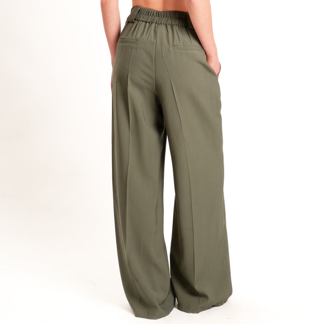 Tensione in-Pantalone wide leg elastico dietro - militare