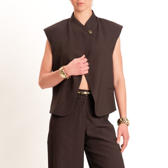 Tensione in-Gilet chiusura asimmetrica - moro