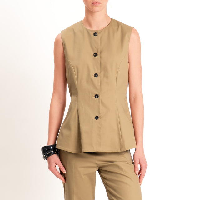 Tensione in-Gilet in cotone - camel