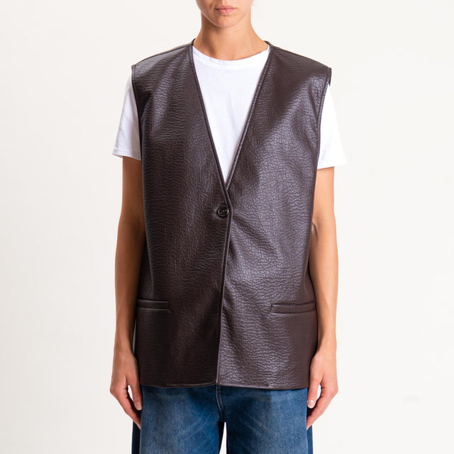 Tensione in-Gilet similpelle un bottone - moro