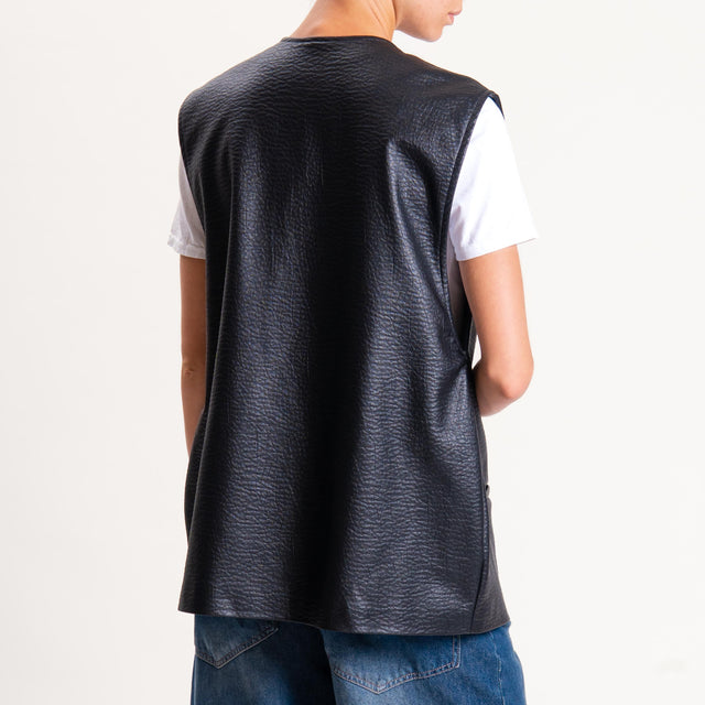 Tensione in-Gilet similpelle un bottone - nero
