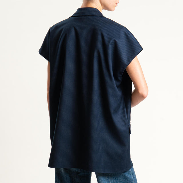 Tensione in-Giacca smanicata gessata con spille - blu