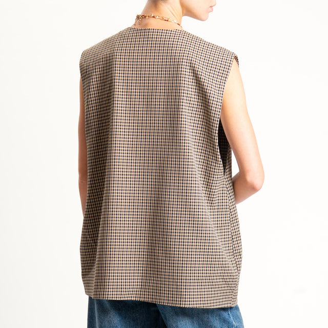 Tensione in-Gilet check un bottone - beige/moro/nero