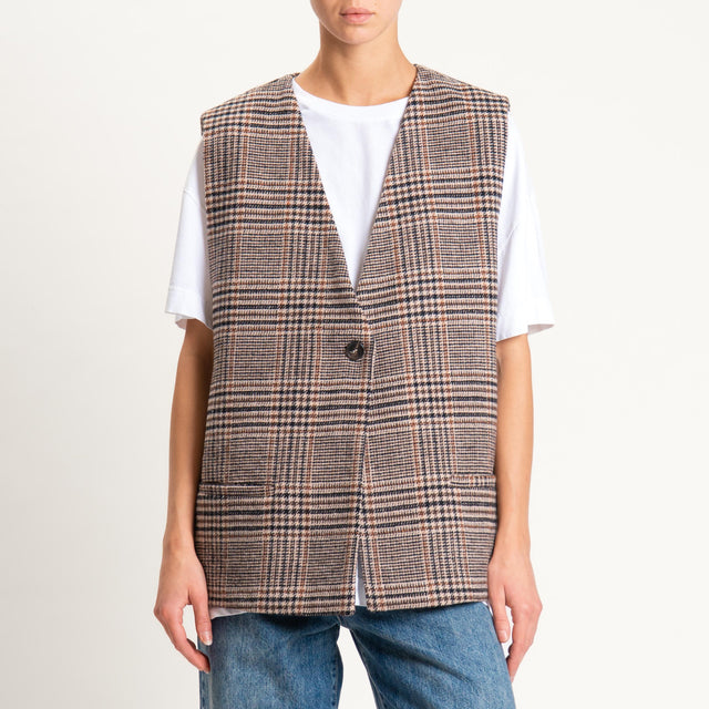 Tensione in- Gilet over principe di galles - sand/nero/moro