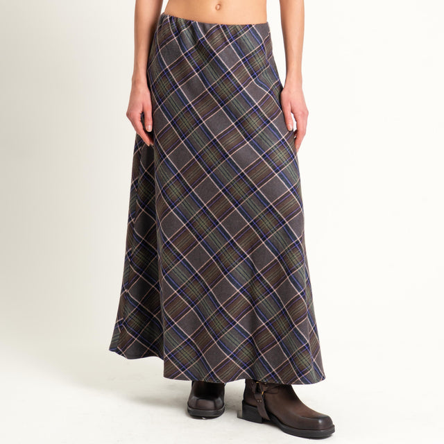 Tensione in-Gonna check flanella - viola/moro/militare