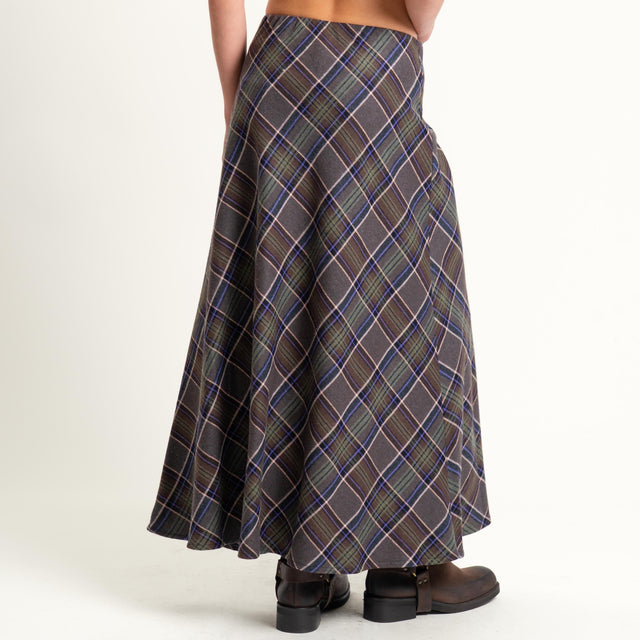 Tensione in-Gonna check flanella - viola/moro/militare