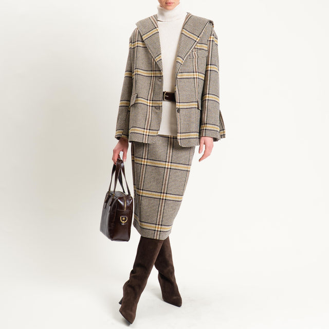 Tensione in-Gonna principe di galles misto lana - giallo/sand/moro