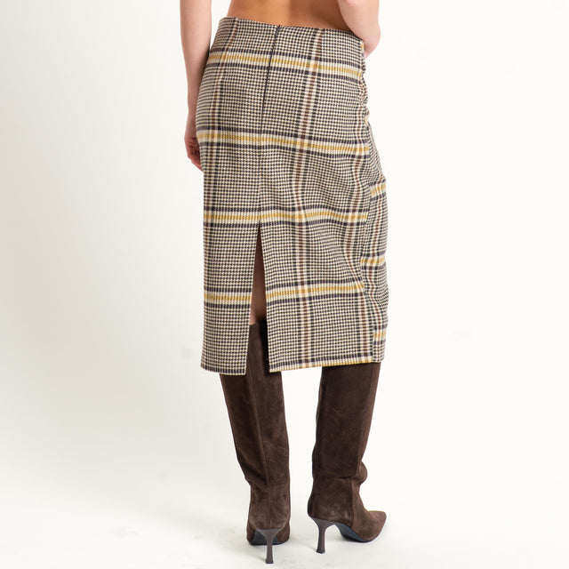 Tensione in-Gonna principe di galles misto lana - giallo/sand/moro